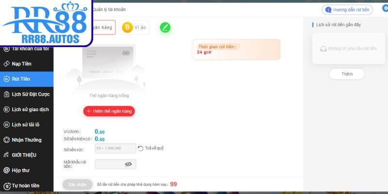 Điều kiện khi rút tiền RR88